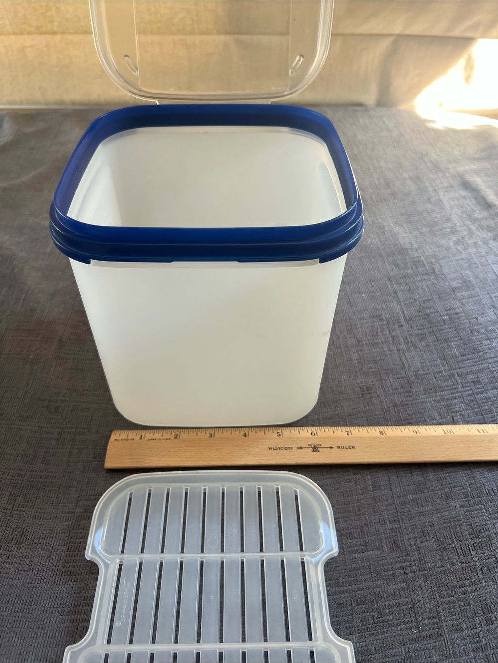 Tupperware White Container with Blue Seal and Clear Lid - Picture 4 of 13